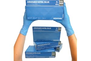 ARNOMED Nitril rękawiczki jednorazowe 90 sztuk/pudełko, XXL, bez talku i lateksu, niebieskie rękawiczki nitrylowe, dostępne w rozm. XS, S, M, L, XL i XXL