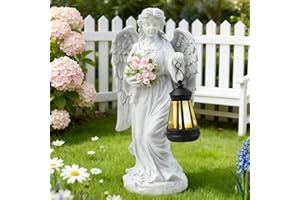 HUIKUANGEU Estatuas de ángel Solar para Jardín,Decoración de Jardín para Exteriores,Decoracion Jardin Exterior Figuras,Angeles Figuras,Decoración para Tumba,Artística para Patio,Césped,Patio