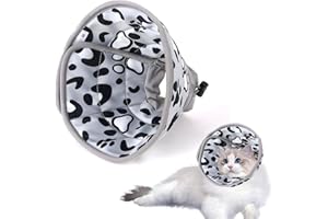 ARTOMNIVERA Cat Cone Collar Soft, Adjustable Cat Recovery Collars to Stop Licking, Grey Pet Collar for After Surgery Protect Wounds（ Size M,for Cats and Small Dogs)