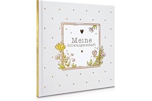 MilaBoo® Libro de recuerdos de mi embarazo, tapa dura, dorado, diario de embarazo,