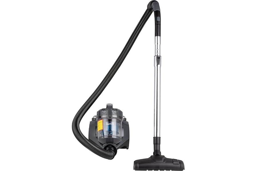 Amazon Basics Cylinder Bagless Vacuum Cleaner with HEPA filter for Hardfloor, Carpet & Car, Compact & Lightweight, 700W, 1.5L, Black