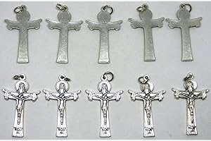 GTBITALY 10.074.30 Cruz trinita' para rosario de plata galvanizada para 10 piezas, medida 4 cm