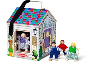 Melissa & Doug Doorbell House Wooden Toy, Wooden toys and box, Busy board, Baby dolls and house, Problem solving, Lock and key toy, Toys for 3 year old, Gift for boy or girl, Multicolor, One Size