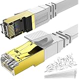 Alaser Câble réseau plat CAT8 de 8 m - 40 Gbits - Câble patch - Câble de données CAT 8 40 000 Mbits - Vitesse de fibre optiqu