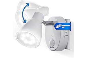 TRANGO 2635-016 Lampka nocna LED z czujnikiem *MILO* z czujnikiem ruchu i funkcją automatyczną w kolorze białym światło bezpieczeństwa bezpośrednie 230V, lampka cokołowa ścienna, lampka orientacyjna