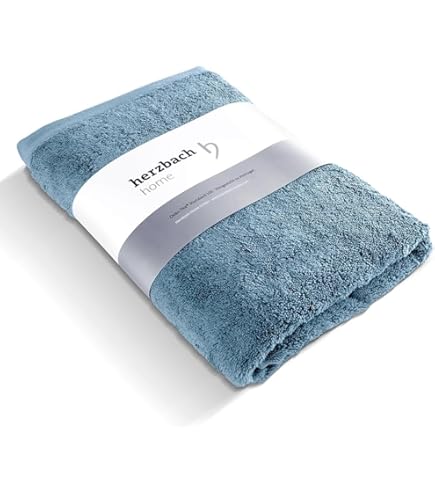 herzbach home Premium Saunatuch 80 x 200 cm (Graublau) – Großes, weiches & saugstarkes Saunahandtuch in Bester Qualität – 100% natürliche Baumwolle