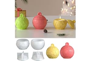 4 Silikonformen Gießformen Weihnachten, FORMVERSITY Silikonform Schneeflocke Gießform Dose mit Deckel, Gipsformen zum Gießen, Flower Pot Resin Mold, Kerzen Silikonformen für Diy Harzguss, Beton Gips