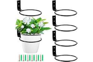 WUWEOT 6 Stück Wandhalterung Blumentopf 10cm Blumentopfhalter Wand Ring Wandmontage Pflanzen Pflanzenhalter für Haus Garten Balkon Schwarz