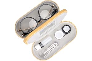 Muf 2 in 1 Contact Lens Case and Glasses Case,Double Sided Dual Use Design,Leak Proof & Portable,Tweezer and Contact Lens Solution Bottle Included for Travel Kit(Yellow)