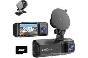 LAGOCARS 3 Channel Dash Cam Front and Rear Inside Dash Camera for Cars 2.5K+1080P+1080P, 3 Way Triple Dashcam with Infrared Night Vision Parking Monitor for Truck and Taxi