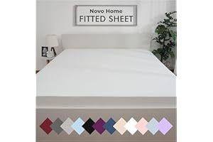 NOVO HOME White Fitted Sheet Double Beds (135×190 cm, Deep 35 cm) – Pack of 1 Soft Microfibre Elasticated Cover – Breathable, Durable & Easy Care Bottom Sheet