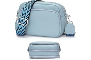 Atgbiem Petit Sac a Main Femme Tendance Sacs Bandoulière Femme PU Cuir Pochette Telephone Portable Sac Multipoches Bleu clair