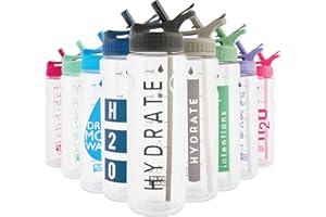Polar Gear Motivational 750ml Water Bottle With Straw - BPA Free, Time Markings - Running, Sports, Cycling Bottle, Black