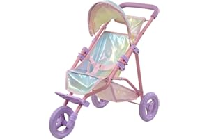 Olivia's Little Worldi Teamson Kids Magical Dreamland Baby Doll Carrozzina Passeggino Jogging Passeggino Giocattolo con Vano per Bambole, Multicolore Iridescente OL-00016