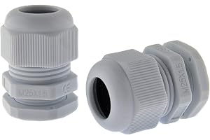 SeKi 10 x kabelgenomföringar M25 9-17 mm, vattentät IP67 metrisk kabelgenomföring, grå (RAL7035), lämplig för PG16