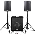 Ibiza - Pack Sono 1400W - 2 Enceintes DISCO8B 2X300W + Caisson Actif Ibiza SUB15A 800W + Pieds SS01B-MINI + Câbles -Soirée DJ Club Fête