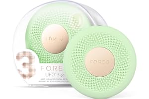 Foreo Ufo 3 Go, Dispositivo da Viaggio per Maschera Viso Antirughe, Idratazione, Terapia a Luce Rossa e LED a Spettro Completo, Termoterapia, Massaggio T-Sonic, Compatto, Pistachio
