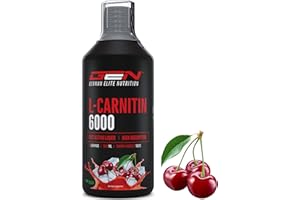 ‎GEN GERMAN ELITE NUTRITION L-Carnitine 6000 Liquid - 1000 ml - Extra hochdosiert mit 6000 mg reinem L-Carnitin pro Tagesportion - Amino Workout Drink - Leckerer Geschmack (Cherry Madness) - Vegan