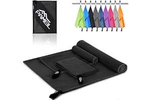 Pameil Lot de 3 Serviettes en Microfibre (Grande Serviette de Bain de 160 x 80 cm et 2 Petites Serviettes de 80 x 40 cm) - Serviette de Voyage en Microfibre à séchage Rapide pour Le Fitness et Le