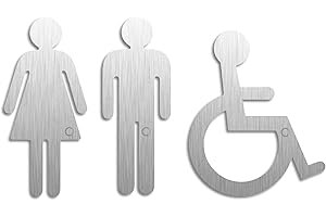 ‎OFFORM DESIGN Toilettenschilder Frau Mann Rollstuhl 120 mm 3er-Set WC Schilder selbstklebend Nr.1074