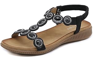 ZOEASHLEY Sandalen Damen Strass Flache Sandaletten Sommer Offene Zehe Zehentrenner Bohemian Flip Flops