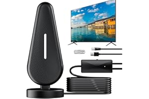 Gezimetie Antenna TV Interna, Antenna TV Digitale Terrestre con Potente Amplificatore con 250 miles di Distanza di Ricezione, Antenna da Interno Digitale Terrestre Supporto 4K / 1080P HDTV