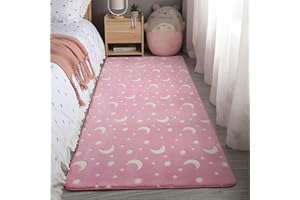 Stillshine. Luminoso Tappeto Cavalli Stelle Luna Geometria Tappeto in Peluche per Soggiorno Camera da Letto Bambini Decorazioni per la Casa Divano Cuscino in Velluto Rosa Grigio (Cavalli,80×120 cm)