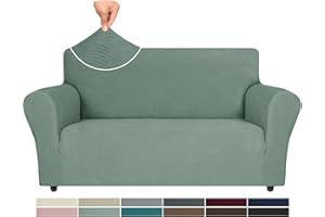 Ystyle Copri Divano 2 Posti Con Braccioli, Copridivano Antigraffio Gatto, Copridivani Elasticizzati, Pesante Inverno Copri Divani, Fodera Divano Antimacchia Lavabile Antiscivolo, Verde Chiaro