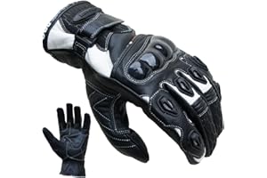 Proanti – Guantes de moto de piel corta – Guantes de moto (color blanco, tallas S – XXL)