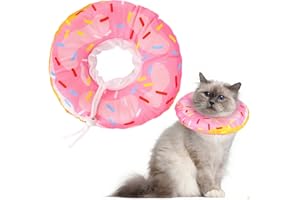 ZIDOLEY Colerette Chat Anti Léchage, Collier de Récupération Souple Anti-Grattage et Anti-Léchage - Confortable et Mignon pour Chiens et Anti-Morsure Léchage pour Cicatrisation (Beignet Rose, Cou（S:13-22cm）)