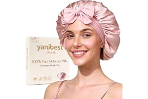 YANIBEST 22 Momme 100% Mulberry Silk Bonnet for Sleeping Women,Double Layer Sleep Bonnet with Tie Band, Sleep Cap