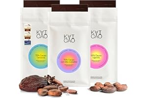 Kaicao Chocolate Negro, African Origin Mix – Tres Chocolates Negros Endulzados con Dátiles – 85% Cacao Origen Uganda, 75% Cacao Tanzania con Kokoa Kamili, 70% Cacao Uganda con Nibs de Cacao – 3 x 70gr