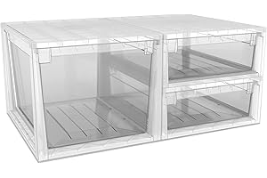 Terry - Light Drawer XXL e XL, Set 3 Contenitori in Plastica, Impilabili, Organizzatore per Armadio, Garage, Casa, Ufficio, Vano Estraibile Lateralmente, 3 unità da 36/70 Litri
