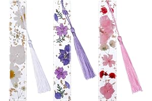 AUXSOUL 3 Stück Harz Blumen Lesezeichen Gepresste Blumen-Lesezeichen Handgemachte Natürliche Getrocknete Blume Lesezeichen für Leser, Lehrer, Studenten