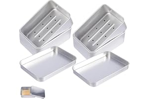 WUFANC Zestaw 2 pudełek na mydło, aluminiowe, podróżne, małe, wodoodporne, mydelniczki z ociekaczem, wyjmowane, odporne na ciśnienie, nierdzewne, metalowe pudełko na mydło z pokrywką w domu