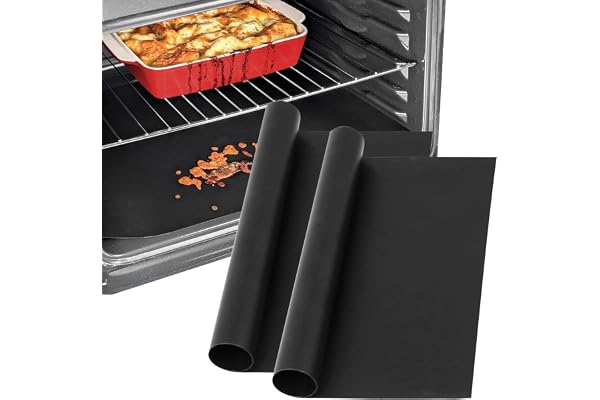 SPARES2GO Revestimiento antiadherente para horno (paquete de 2) - Alfombrilla de teflón universal grande para hornear, protector de fondo de cocina, revestimientos con convección asistida (40 x 50cm)