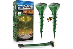 SOKTNEU Maulwurf Vertreiber, Maulwurfschreck für Garten, Ultraschall Tiervertreiber, Solar Maulwurf Vertreiber 2 Stück, Nagetierabwehrpfahl mit Glühwürmchenleuchten