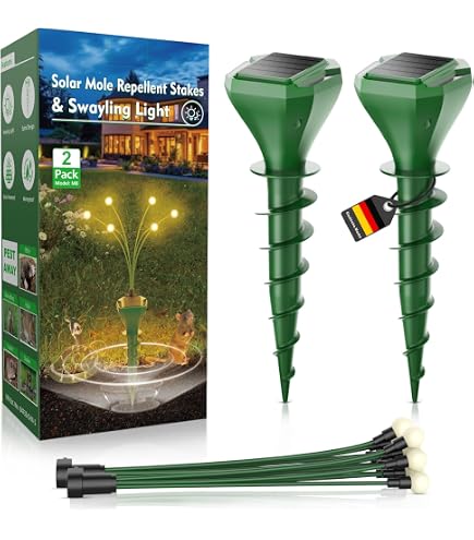 Solar Maulwurf Vertreiber 2/4 Pack – Vibrationsmodi, IPX65 Wasserdicht, Für Garten