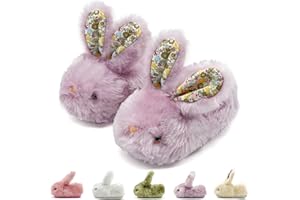 sharllen Hausschuhe Kinder Mädchen Plüsch Hasen Pantoffeln Kleinkind Tiere Winter Wärme Hausschuhe Kuschel Häschen Rutschfester Hausschuhe