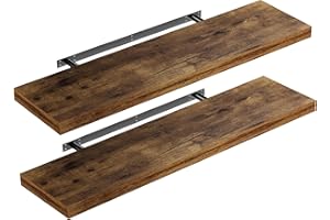 CASARIA® Set of 2 90cmx23cm Dark Oak Floating Shelf Including Bracket | Wall Shelving Living Room Kitchen Bedroom Office | 38mm Thick | Hidden Wall Fixing | 15kg Capacity MDF
