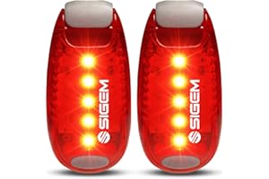 SIGEM LED Safety Lights (2 Pack) + FREE Bonuses | Clip on Flashing Strobe Light High Visibility for Running Jogging Walking Cycling for Kids Dogs Bicycle Helmet Bike Tail light