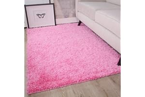 THE RUG HOUSE Ontario Barbie Pink Soft Warm Thick Shaggy Shag Fluffy Living Room Area Rug