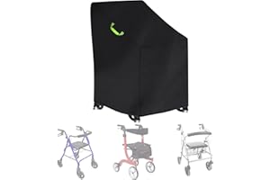 Klmnop Rollator Walker Cover, Waterproof Heavy Duty 420D Walker Cover for Seniors, Universal 4-Wheel Rollator Covers with Reflective Strips Fit Rollators with Wheels and Seat(Black)