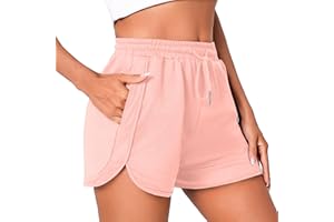 Litherday Women's Running Shorts Gym Sweat Jogging Sports Casual Lounge Athletic Workout Ladies Cotton Shorts High Waisted with Pockets