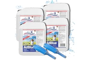 FASTX LIQUIDSOLUTIONS AdBlue 4x10 Liter (40Liter) Set inklusive Einfüllhilfe/Einfüllschlauch – Hochreine SCR Harnstoff, Harnstofflösung für Diesel Fahrzeuge, Auto, PKW, LKW