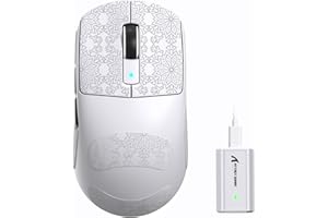 ‎ATTACK SHARK ATTACK SHARK R6 Bezprzewodowa mysz do gier 8KHz, SUPERLIGHT 42g, Nordic 52840 MCU, czujnik do gier PixArt PAW3950MAX, BT/2.4G /Przewodowy, 6 regulowanych DPI do 42000, bateria 250 mAh(biała + taśma)