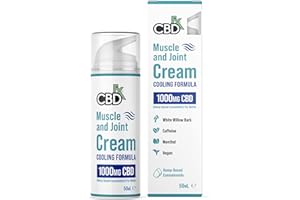 CBDfx 1000mg CBD High Strength Muscle & Joint Cream with Caffeine, Menthol and White Willow Bark, Cooling CBD Cream, Cruelty Free, 50ml Hemp Cream