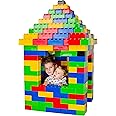 Bj Plastik Xxl Large Building Blocks (7x4 and 4x4 inch) 141 Pieces With Big Train, Solid Big Outdoor Toys for 2 year olds, Big Blocks For Outdoor Building