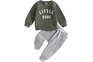 MoccyBabeLee Toddler Baby Boy Fall Winter Clothes 2Pcs Set Letter Print Pullover Sweatshirt Pants Trousers Outfits Tracksuit Newborn 6 Months 12 Months 18 Months 24 Months 2T 3T