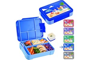 waziwe Bento Box Kinder, Brotzeitbox Kinder Schule, Brotdose Kinder Mit Fächern, Brotdose Kindergarten, Brotdosen Set Schule,Personalisierte Brotdose Kinder,Brotdosen Mit Trennfächern,Brotdose Flach